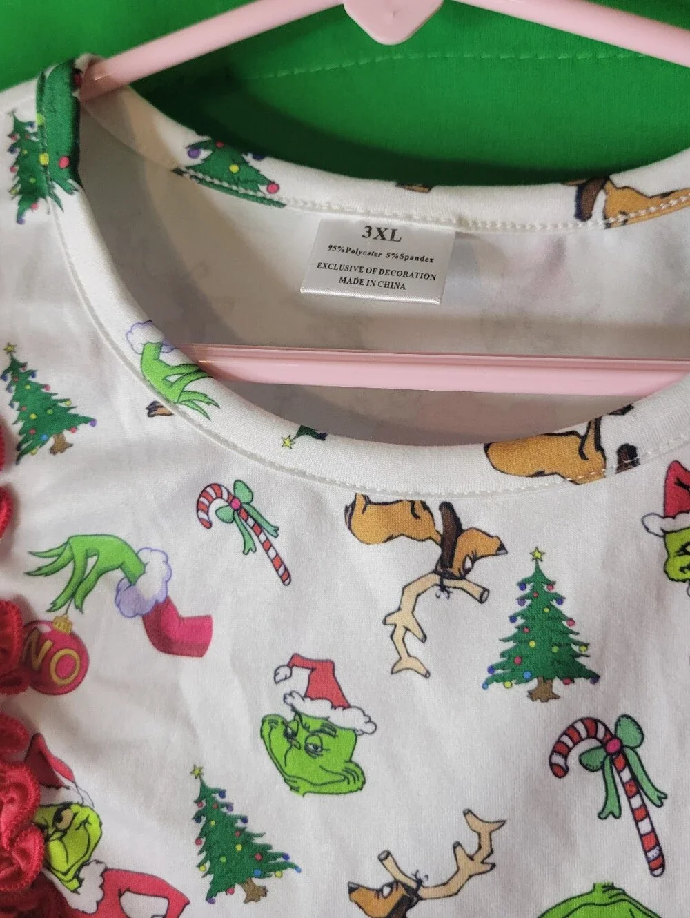 Mr. Grinch Christmas White Red Kids Holiday Costume Dress Sz 3XL 8 7/8 Stretchy